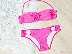 Dvojdílné plavky růžové s kroužky vel S