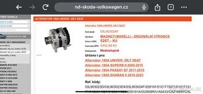 Nový Alternator 180a Passat B7, Superb