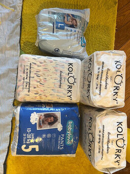 3x pleny Kolorky EKO (12-16kg), 1x DM pants vel.5