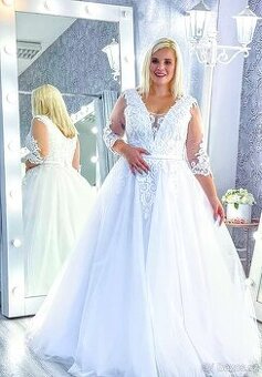46-48 NOVÉ svatební šaty FASHION s rukávy