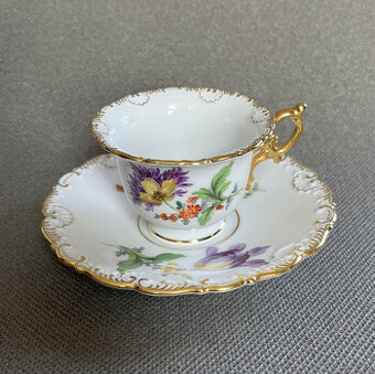 Míšeň Meissen Porcelánový moka šálek s podšálkem