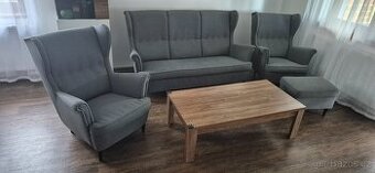 IKEA STRANDMON 2x křeslo úšák, podnožka