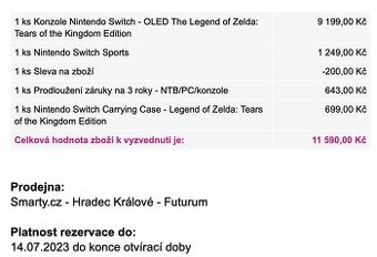 NINTENDO SWITCH oled limitovaná ZELDA edice + dock