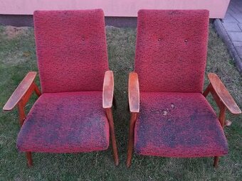 RETRO Křesla - červená barva