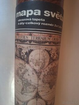 FOTOTAPETA VINTAGE 2x1.8m - STAROŽITNÁ MAPA SVĚTA (NOVÁ)