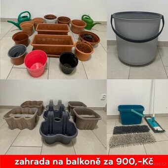 Sada květináčů + 2 truhlíky + 2 konvičky – vše dohromady