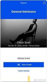 2x Calum Scott vstupenky stání 02 Universum