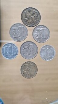 Mince 1 Kčs, 50 hal., 20 hal., 10 hal.