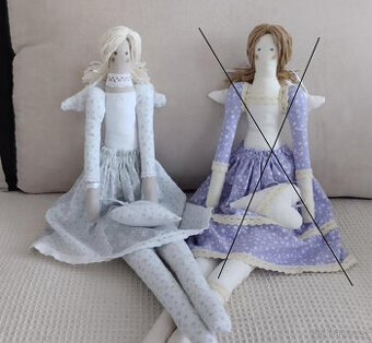 ŠEDÁ LÁTKOVÁ PANENKA ANDĚLKA - DEKORACE - SLEVA