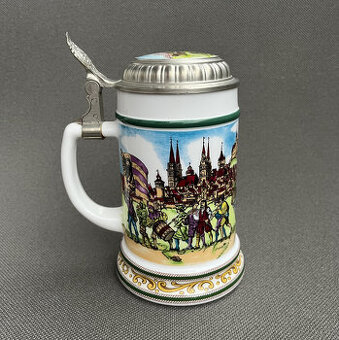 Korbel s cínovým víkem Rytířský turnaj 500ml, BMF