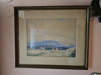 Obraz – krajina, akvarel / kvaš, signovaný