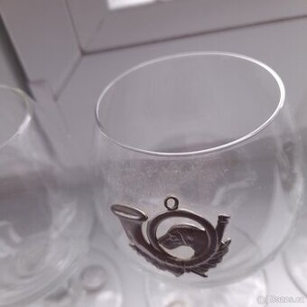 6 skleniček na koňak s mysliveckou tématikou