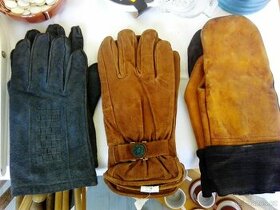 2 pary rukavice panske kozene cerne palcaky hnede