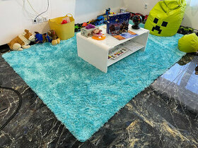Plyšový tyrkysový koberec 200x300 a 100x200