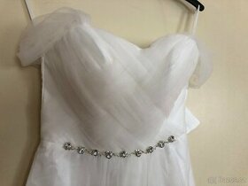 Bílé šaty věneček, ples, společenské, svatba - 1