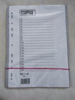 Rozdružovač A4 - číselný 1-20 - PVC - PRO OFFICE