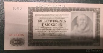 1000 kč 1942 Specimen 