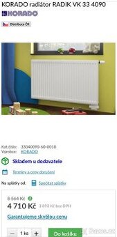 Prodám nový radiátor KORADO RADIK VK 90cm