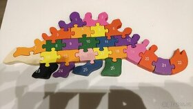 Dřevěné puzzle dinosaurus