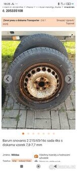 Zimní 215/65r16Cs plech diskama