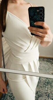 Dámské bílé koktejlové šaty na ramínka, velikost S
