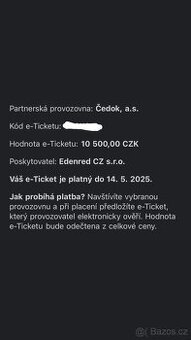 Cedok poukázky v celkové hodnotě 20k czk