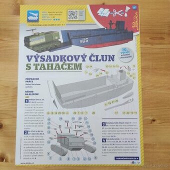 Vystřihovánky výsadkový člun s tahačem a tank z ABC