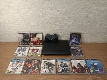 Ps3 SuperSlim + 12 her (500GB) - Top stav