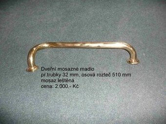 Mosazné dveřní madlo ohýbané
