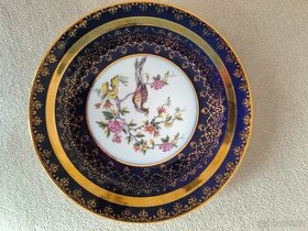 porcelánový talíř, starožitný, kobaltový, MZ , pr. 25 cm
