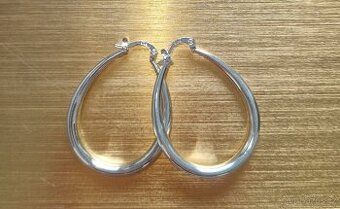 Nové dámské stříbrné náušnice oválné kruhy ovály 925 4 cm