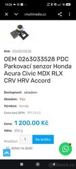 Parkovací senzor Honda Acura Civic MDX RLX CRV HRV Accord