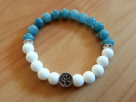 nový náramek polodrahokam minerál akvamarín jadeit