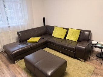 Kožená hnědá sedací souprava