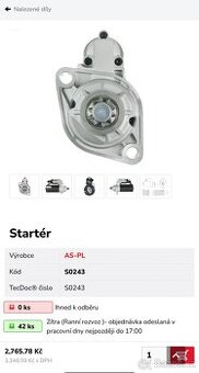 Zanovní starter 1.6 1.9 2.0 TDi audi,vw,seat,škoda