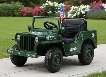 Jeep Willys s 2,4G, 4x4, 1 místný, grean army 112W