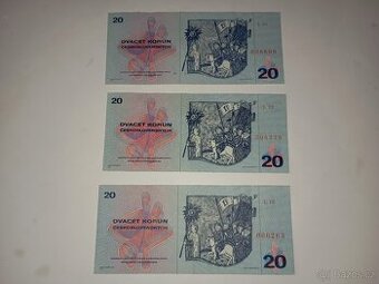BANKOVKY 20 KČS 1970, PĚKNÉ STAVY, SÉRIE L