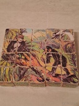 Retro dětské Obrázkové kostky Popelka