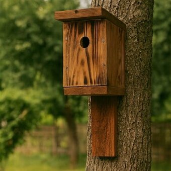 Ptačí budka z opalovaného dřeva