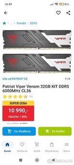 RAM Patriot Viper 32gb 6000mhz CL36