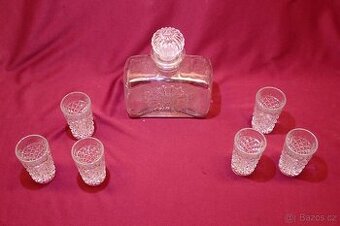 RETRO Karafa + 6x sklenička na whisky 