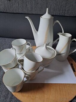 starý porcelán servis žluto-šedé peří Horní Slavkov