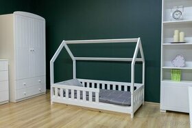 Nová dětská bílá domečková postel