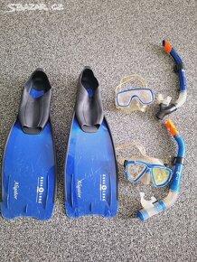 Set na potápění ploutve a potápěčské brýle,šnorchl - 1