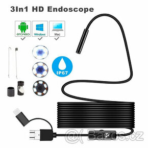 USB Endoskop k mobilu - ohebná kamera s LED světlem, 1m