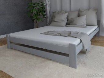 Nová postel MASIV borovice ŠEDÁ 180x200 cm + ROŠT
