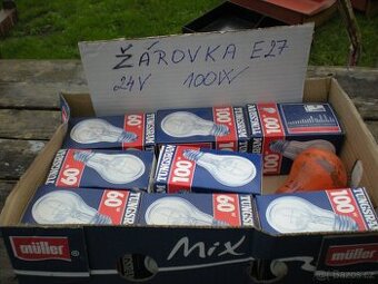 Žárovka čirá 24V E 27 60W a 100W