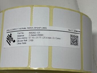Koupím přebytky Termoetikety Zebra Z-Select 2000D