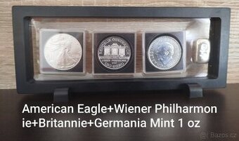 Set investičních stříbrných mincí + slitek Germania Mint .