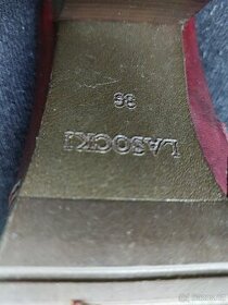 Vínově červené přechodové podzimní kožené kozačky vel. 36